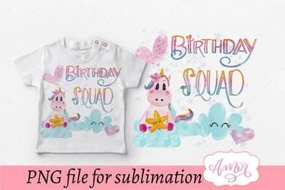 Birthday squad sublimation design for T-shirts and Mugs Sublimation Amorclipart 