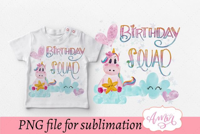 Birthday squad sublimation design for T-shirts and Mugs Sublimation Amorclipart 