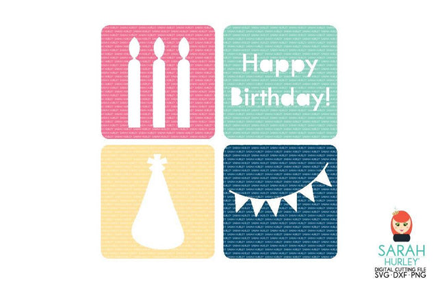 Birthday Square Icons SVG Sarah Hurley 