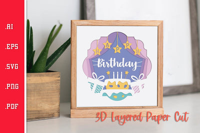 Birthday Stage - 3D Layered Paper Cut SVG SVG Slim Studio 