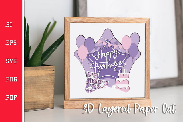 Birthday Star 3D Layered Paper Cut - SVG SVG Slim Studio 