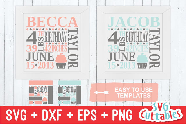 Birthday Stats SVG Svg Cuttables 