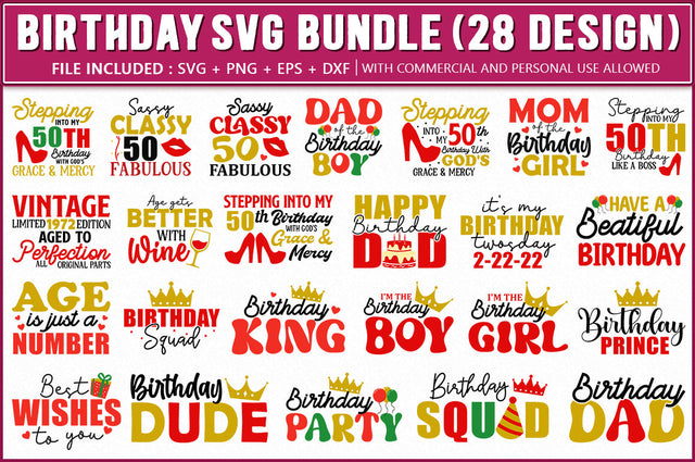 Birthday SVG Bundle, 28 Designs SVG Shetara Begum 