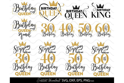 Birthday SVG Bundle, 60th, 50th, 40th, 30th Birthday Queen SVG, Birthday Girl SVG March Design Studio 