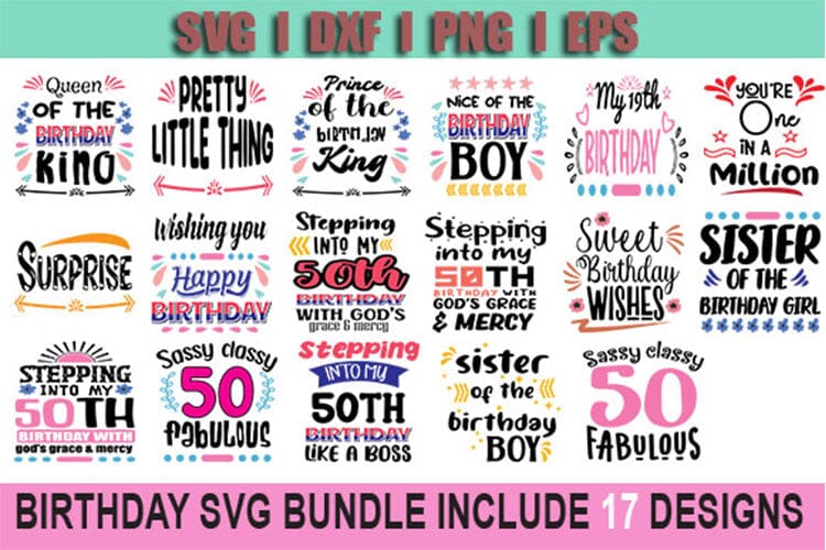 Birthday SVG Bundle Include 17 Designs SVG SVG Studio 