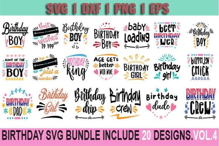 Birthday SVG Bundle Include 20 Designs I Vol.4 SVG SVG Studio 