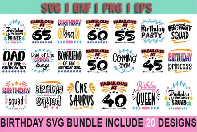 BIRTHDAY SVG BUNDLE INCLUDE 20 DESIGNS SVG SVG Studio 