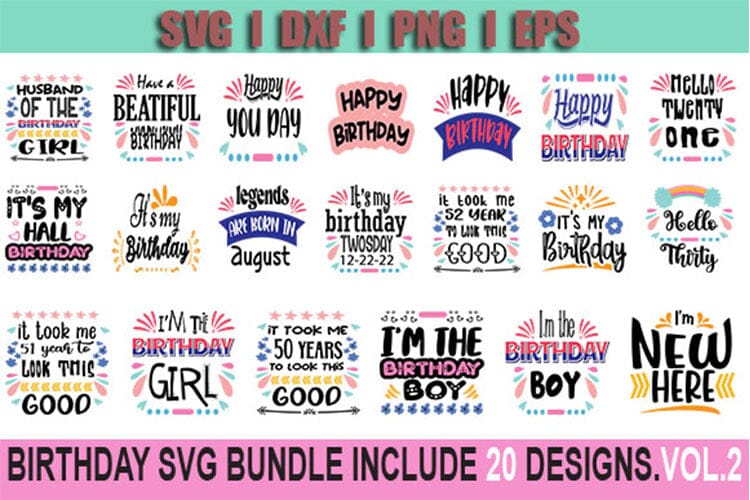 BIRTHDAY SVG BUNDLE INCLUDE 20 DESIGNS.VOL.2 SVG SVG Studio 