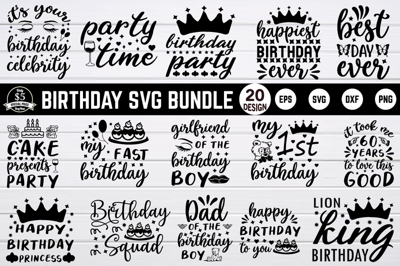 birthday svg bundle vol 1 SVG buydesign 
