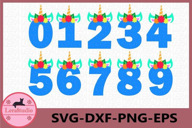 Birthday Unicorn Numbers SVG Lerastudio 