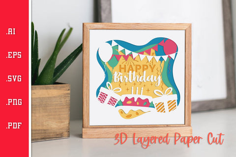 Birthday Vibes - 3D Layered Paper Cut SVG SVG Slim Studio 