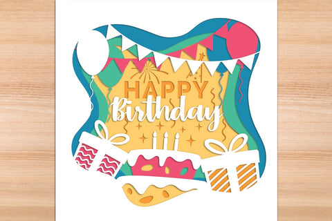 Birthday Vibes - 3D Layered Paper Cut SVG SVG Slim Studio 