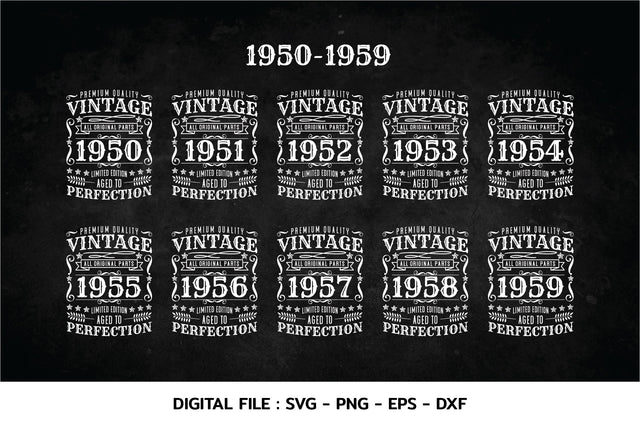 Birthday Vintage 1950-1959 Svg, Aged to perfection, Birthday premium quality, t-shirt, Cricut Files, svg, png, eps, dxf, Instant Download SVG nhongrand 
