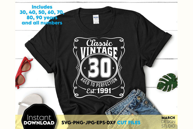 Birthday Vintage Shirts SVG | Vintage Birthday SVG Bundle | Set Of Birthday Shirts SVG March Design Studio 