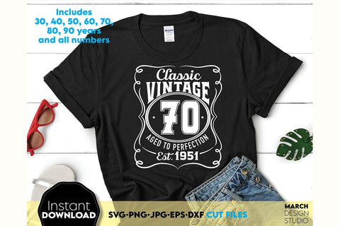 Birthday Vintage Shirts SVG | Vintage Birthday SVG Bundle | Set Of Birthday Shirts SVG March Design Studio 