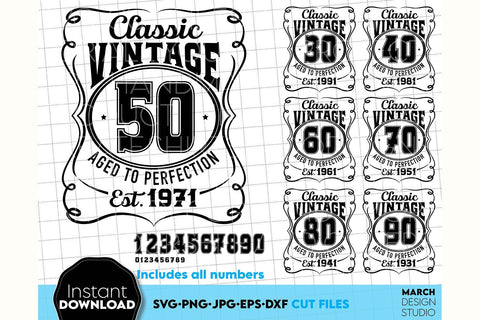 Birthday Vintage Shirts SVG | Vintage Birthday SVG Bundle | Set Of Birthday Shirts SVG March Design Studio 
