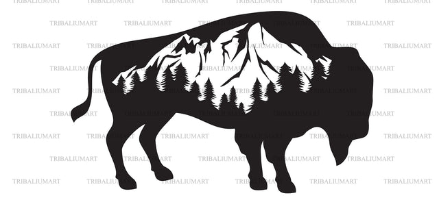 Bison and mountain SVG TribaliumArtSF 