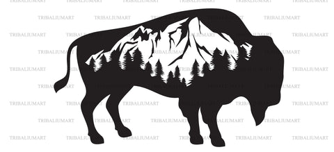 Bison and mountain SVG TribaliumArtSF 