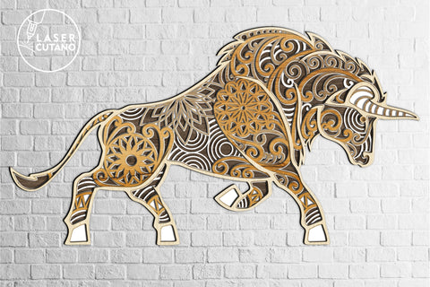 BISON, Buffalo Multilayer Laser Cut Files, Mandala, SVG, 3D Designs, Paper Craft SVG LaserCutano 