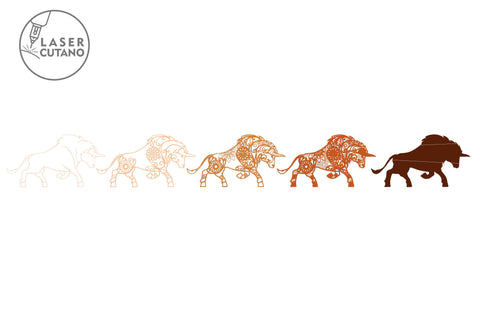 BISON, Buffalo Multilayer Laser Cut Files, Mandala, SVG, 3D Designs, Paper Craft SVG LaserCutano 