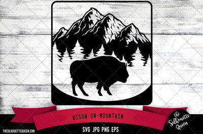 Bison on mountain SVG -Vector Art Commercial & Personal Use- Cricut,Silhouette,Cameo,Vinyl Cut SVG Loveleen Kaur 
