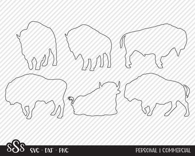 Bison Outline Bundle | Outdoor SVG SVG Texas Southern Cuts 