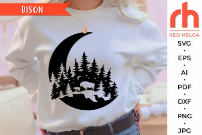 Bison SVG - Outdoor Scene Cut File SVG RedHelgaArt 