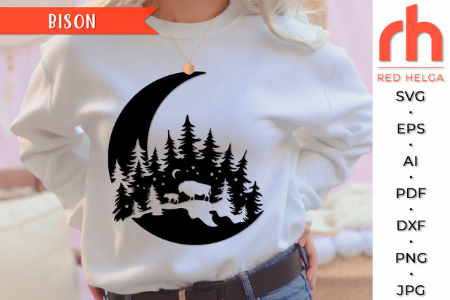 Bison SVG - Outdoor Scene Cut File SVG RedHelgaArt 