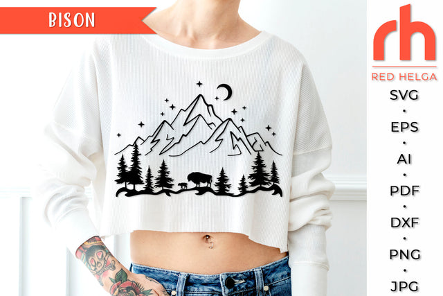 Bison SVG - Outdoor Scene Cut File SVG RedHelgaArt 