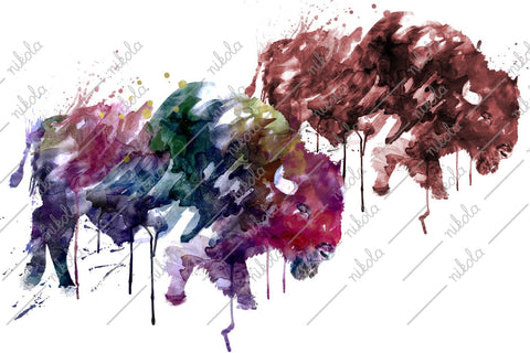 Bison, Watercolor, Buffalo, Sublimation, Clipart, PNG, JPG Sublimation nikola 