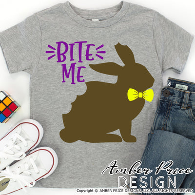 Bite Me SVG | Chocolate Easter Bunny SVG | Funny Easter SVG PNG DXF | Cute Easter SVG | Kids Easter shirt SVG file | Kid's Spring SVG | Amber Price Design SVG Amber Price Design 