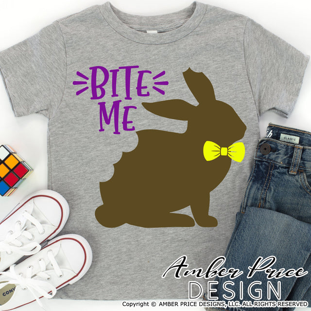 Bite Me SVG | Chocolate Easter Bunny SVG | Funny Easter SVG PNG DXF | Cute Easter SVG | Kids Easter shirt SVG file | Kid's Spring SVG | Amber Price Design SVG Amber Price Design 