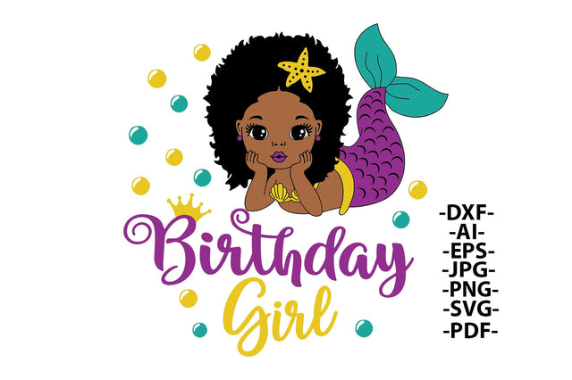 Black Afro Mermaid Svg, Mermaid Svg, Birthday Girl Svg, Black Woman Clipart, Afro Woman Svg, Glamour Female SVG 1uniqueminute 