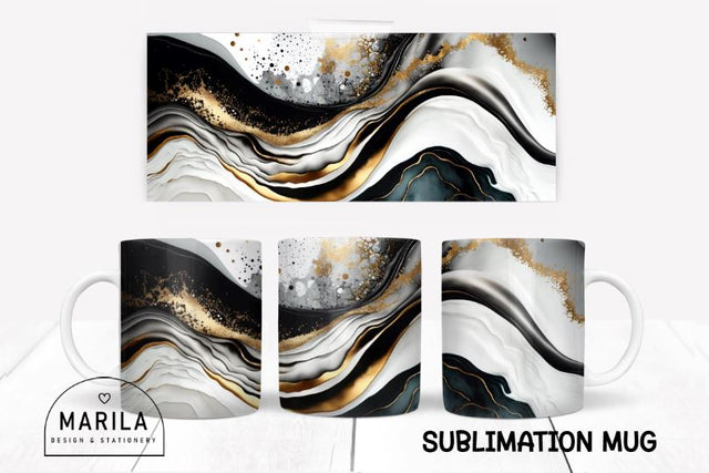 Black and Gold Abstract mug sublimation design #1 Sublimation Marilakits 