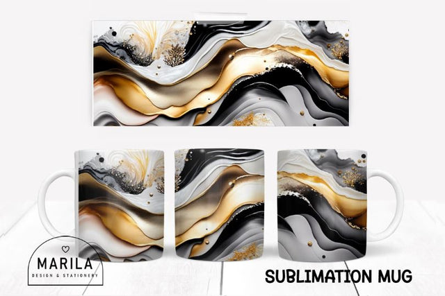 Black and Gold Abstract mug sublimation design #3 Sublimation Marilakits 