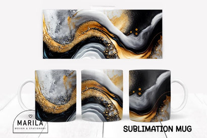 Black and Gold Abstract mug sublimation design #4 Sublimation Marilakits 