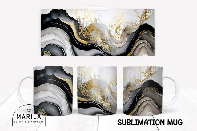 Black and Gold Abstract mug sublimation design #5 Sublimation Marilakits 