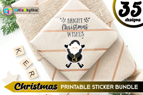 Black and Gold Christmas Sticker Bundle / Printable PNG Clipart SVG Artinrhythm shop 