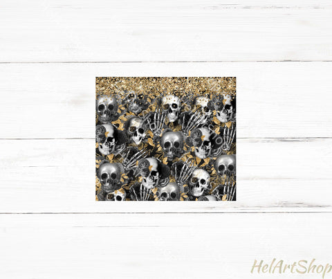 Black And Gold Skull Tumbler | PNG Sublimation Sublimation _HelArtShop_ 