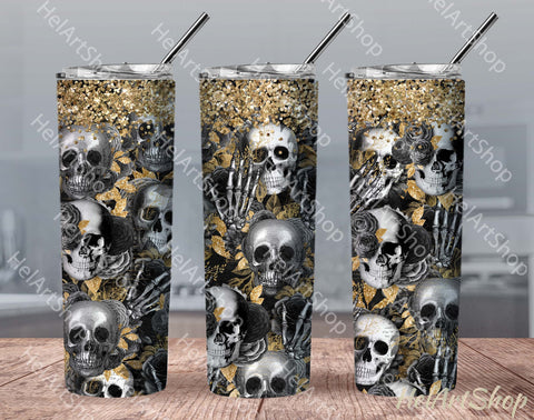 Black And Gold Skull Tumbler | PNG Sublimation Sublimation _HelArtShop_ 