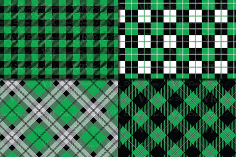 Black and Green Plaid Digital Paper Digital Pattern VR Digital Design 