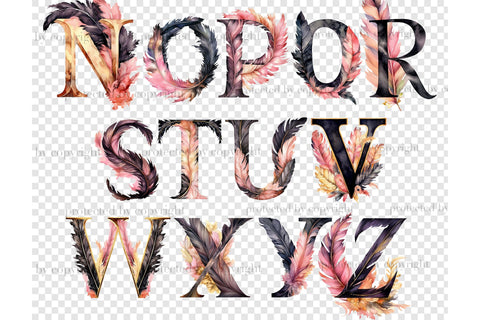 Black And Pink Alphabet Clipart | Retro Letters PNG SVG GlamArtZhanna 