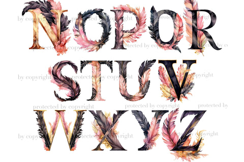 Black And Pink Alphabet Clipart | Retro Letters PNG SVG GlamArtZhanna 