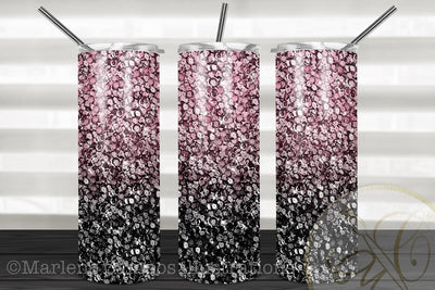 Black and Rose Gold Sequins Skinny Tumbler Sublimation / Gradient Sublimation Marlene Campos 