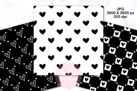 Black and White Digital Papers Backgrounds Set Digital Pattern SineDigitalDesign 