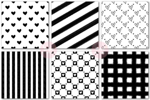 Black and White Digital Papers Backgrounds Set Digital Pattern SineDigitalDesign 