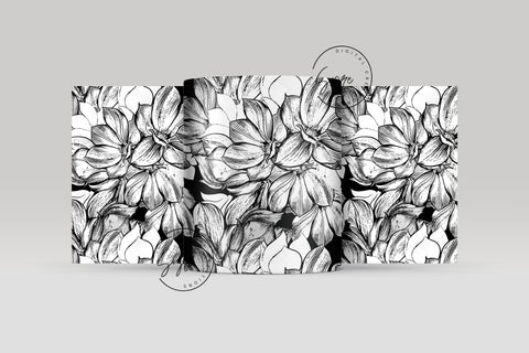Black and White Flower Print Mug Design, Floral Sublimation Wrap, Earthy Boho Floral Mug Wrap, 11 & 15 Oz Mug Cricut Press Sublimation Wrap Sublimation Syre Digital Creations 