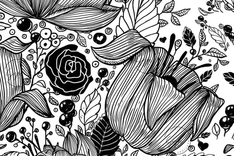 Black and White Flower Print Tumbler PNG, Seamless Floral Sublimation, 20 oz Skinny Tumbler, Boho Floral Tumbler, Earthy Tumbler Wrap PNG, Digital Download Sublimation Syre Digital Creations 