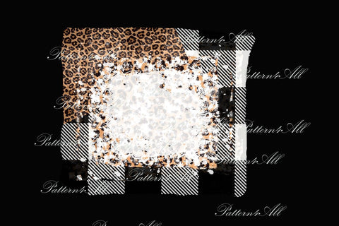 Black and white Plaid and Leopard Frame,Bleach background,Check splashes,Buffalo plaid Patches,Sublimation PNG,Distressed design element Sublimation ArtStudio 