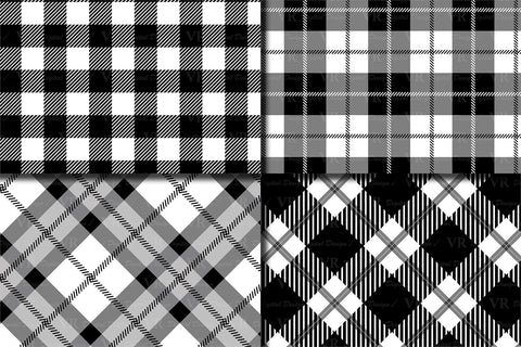 Black and White Plaid Digital Paper Digital Pattern VR Digital Design 